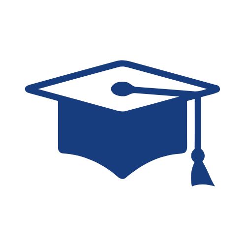 Image shows a graduation cap with tassle in dark blue