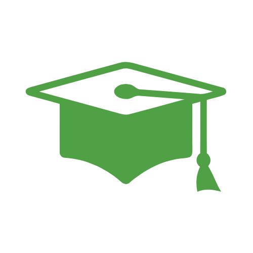 Image shows a graduation cap with tassle in light green